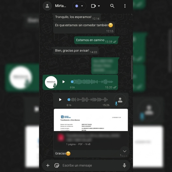 Testimonio de cliente por WhatsApp