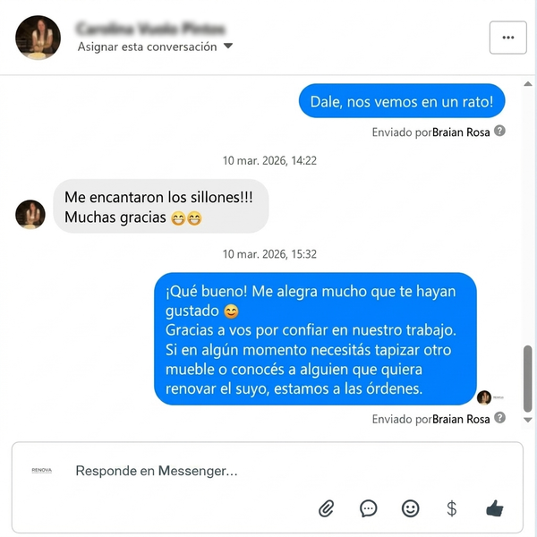 Testimonio de cliente por WhatsApp
